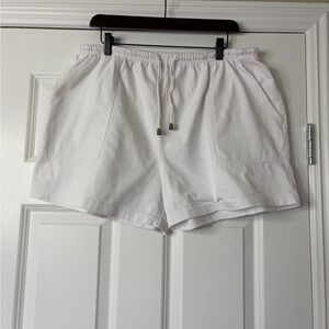 TRULY 100% Cotton Off White High Rise Drawstring Shorts Size L